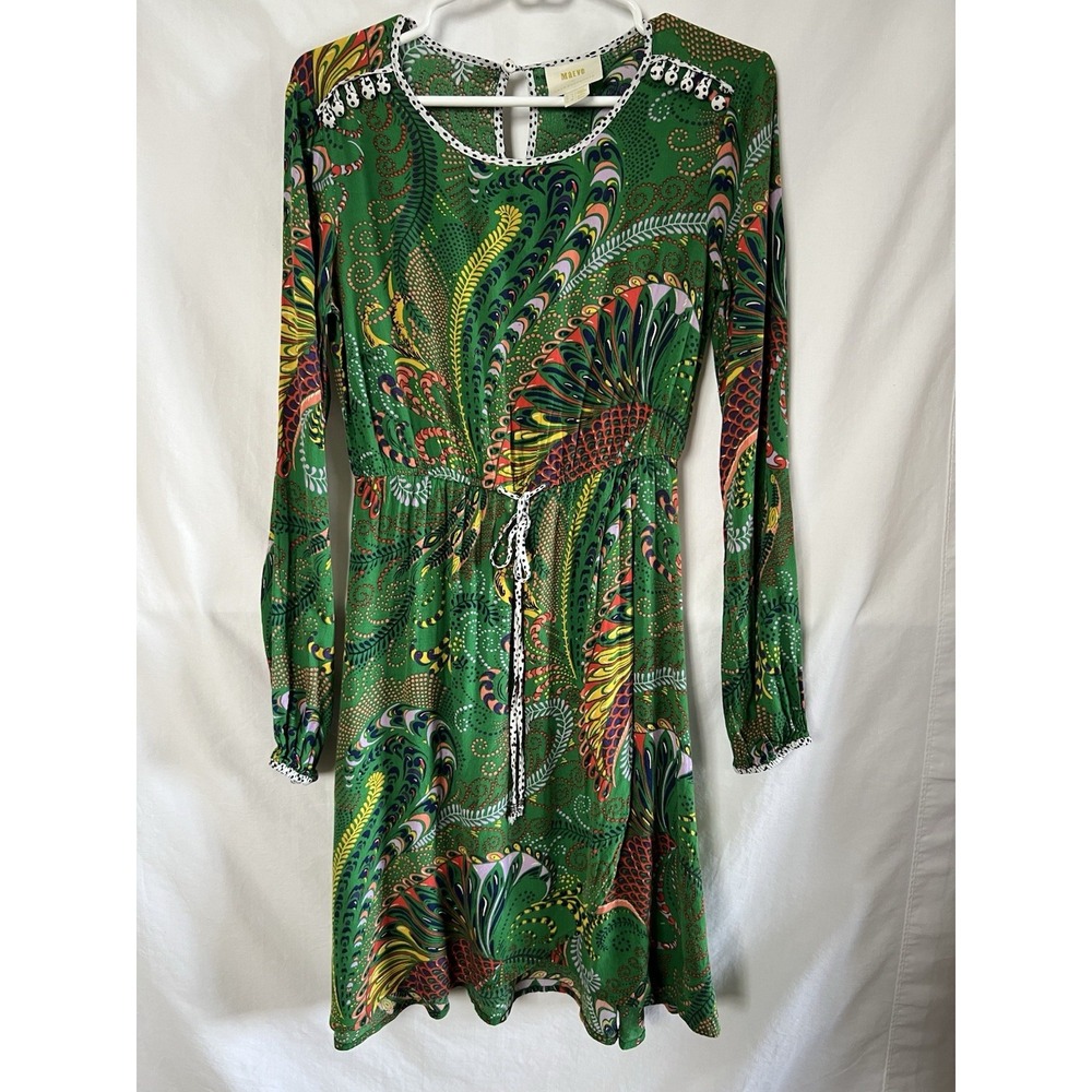 Maeve by Anthropologie-Janis Paisley Printed Green Dress Women's Size 0